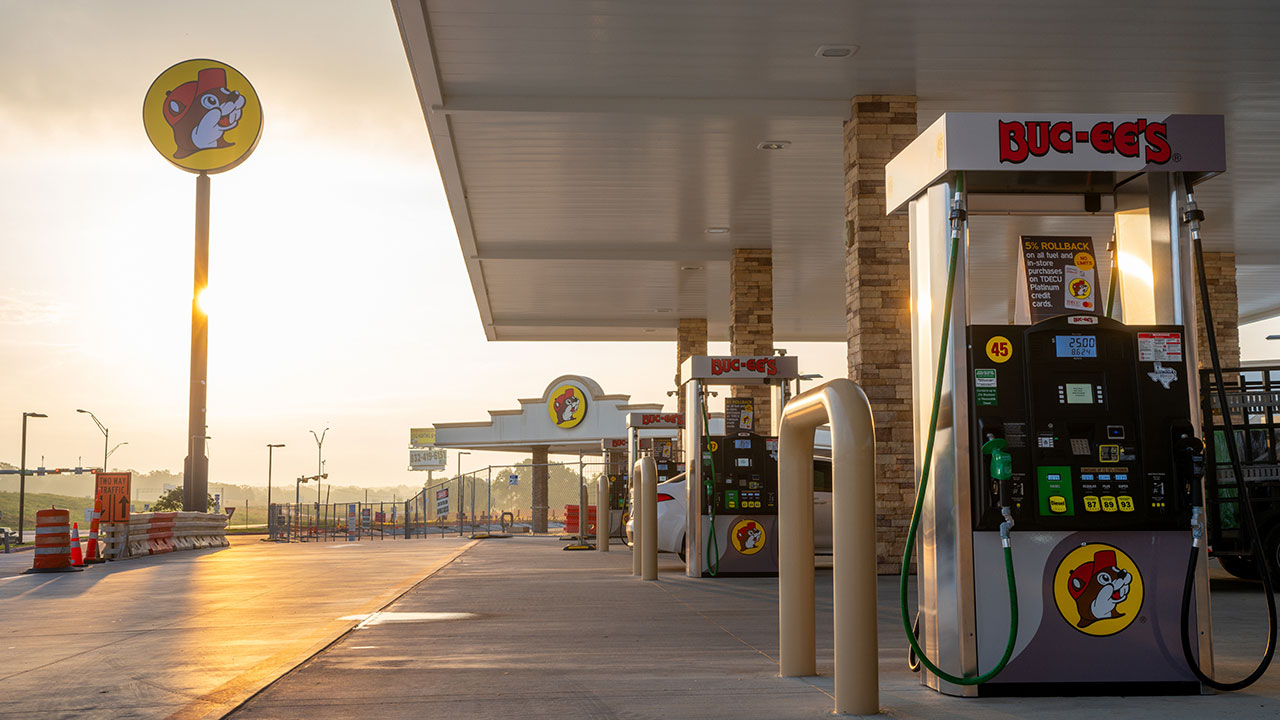 LGas pump stations at Buc-ee's on June 12, 2024, in Luling, Texas.
