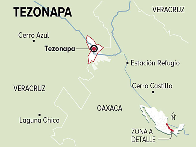 Mapa de la región de Tezonapa, Veracruz.
