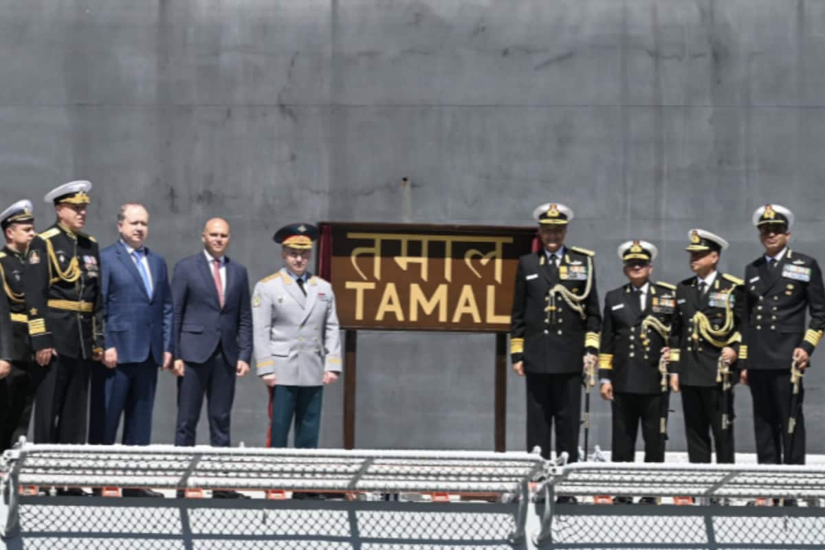 Measuring approximately 125 metres long and weighing 3,900 tonnes, INS Tamal's stealth capability and sleek design are noteworthy. (X/@indiannavy)