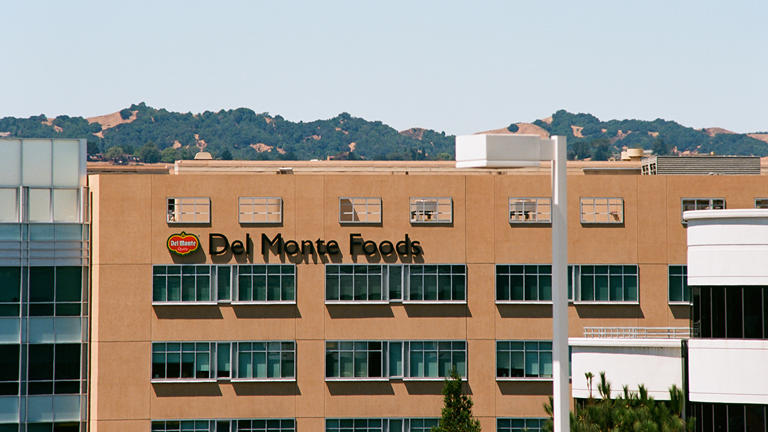 Signage with logo at the East Bay regional headquarters of canned goods company Del Monte Foods in Walnut Creek, California, July 26, 2017. Getty Images