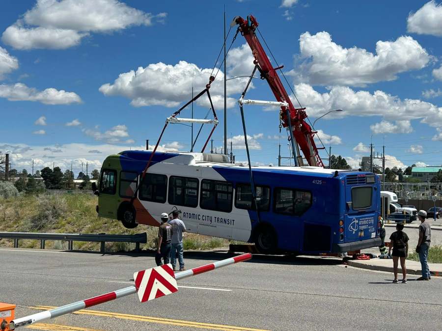 crash-in-los-alamos-leaves-city-bus-stuck-on-berm