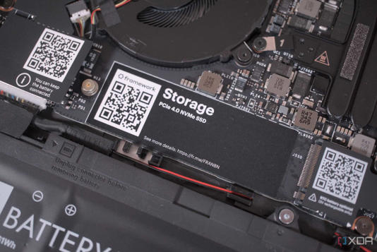An image of a Framework Laptop 13's SSD.
