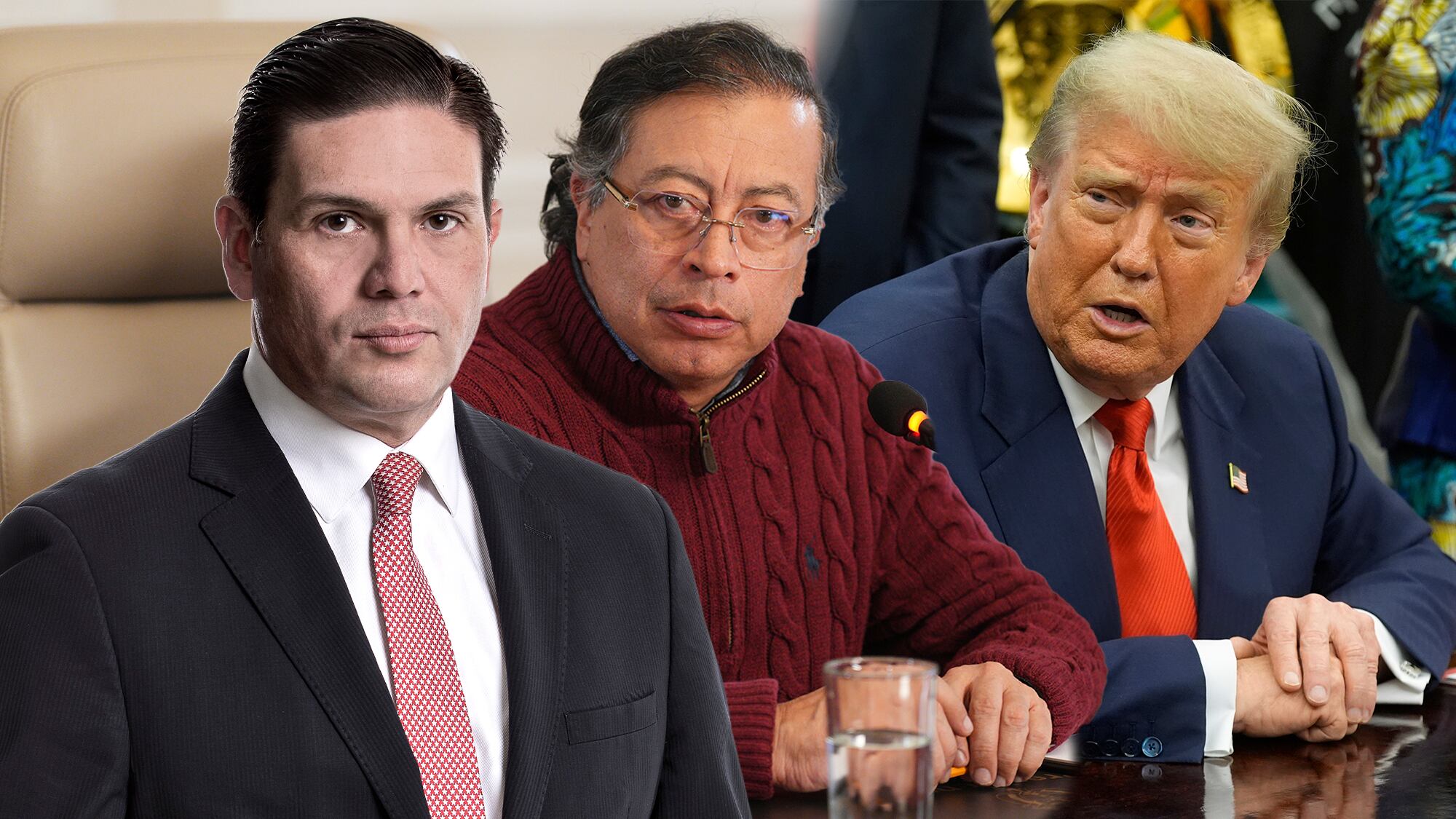 Juan Carlos Pinzón, Gustavo Petro y Donald Trump.
