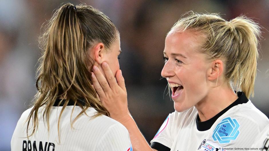 Jule Brand (left) and Lea Schüller both scored as Germany started Euro 2025 with a win