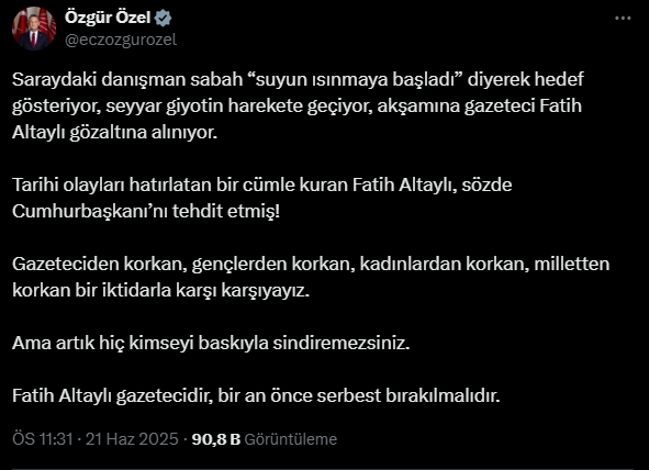 Siyasilerden Fatih Altaylı'nın gözaltına alınmasına tepkiler: 