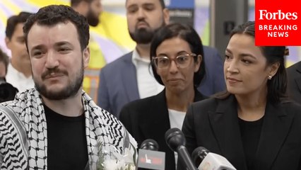 BREAKING: Mahmoud Khalil Holds Press Gaggle With AOC After Being