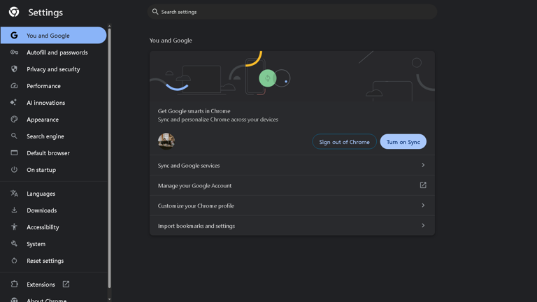 Enabling the Sync feature in Google Chrome.