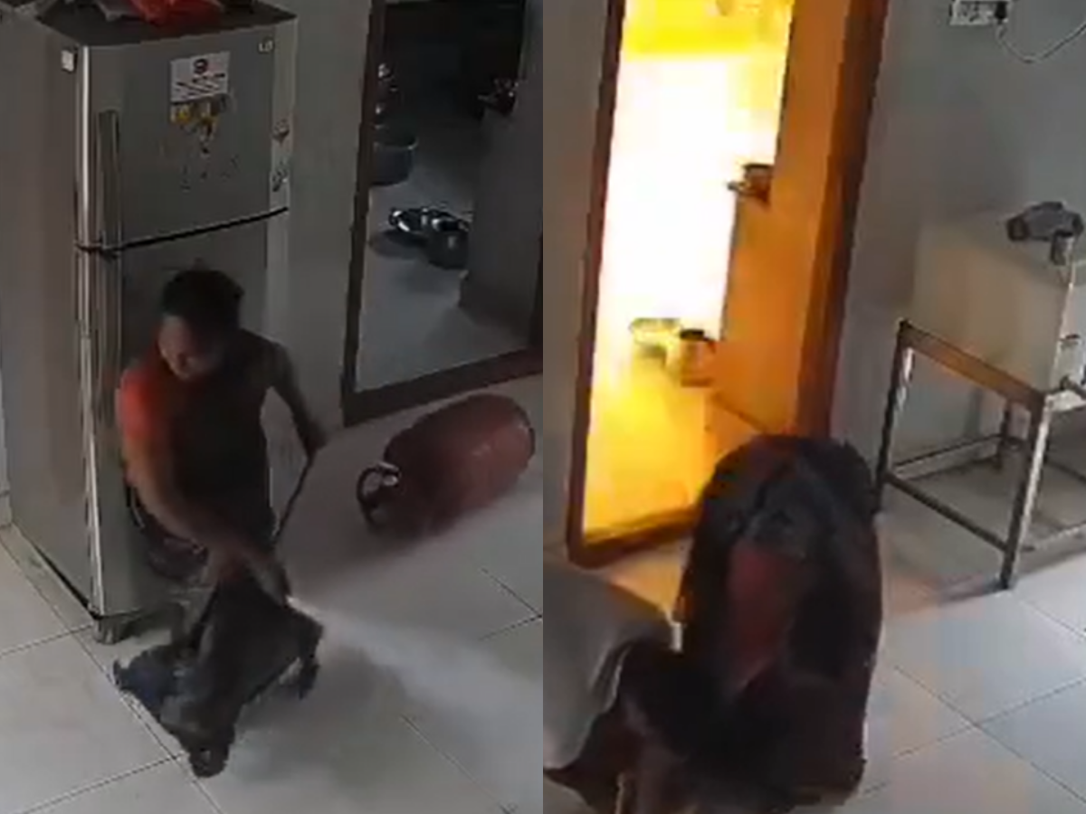 Massive LPG Cylinder gas leak blast captured on CCTV, what happened