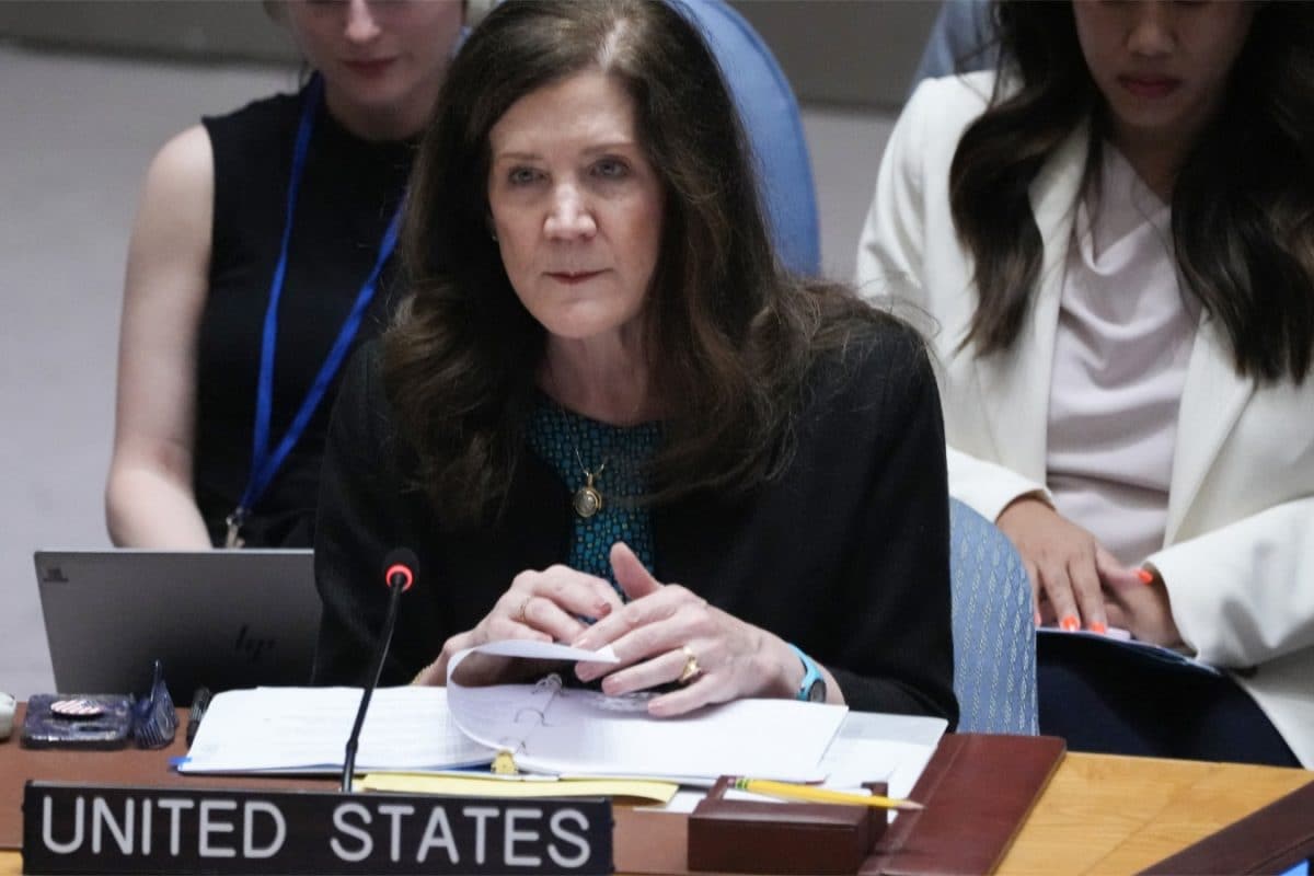 US Ambassador to the UN Dorothy Shea looks on during a United Nations Security Council emergency meeting in New York. Pic: AFP)