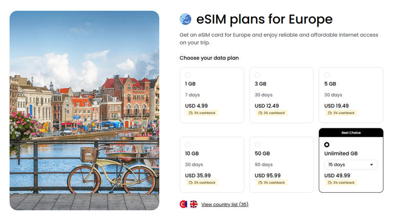 Check eSIM deals for the places you're heading to.
