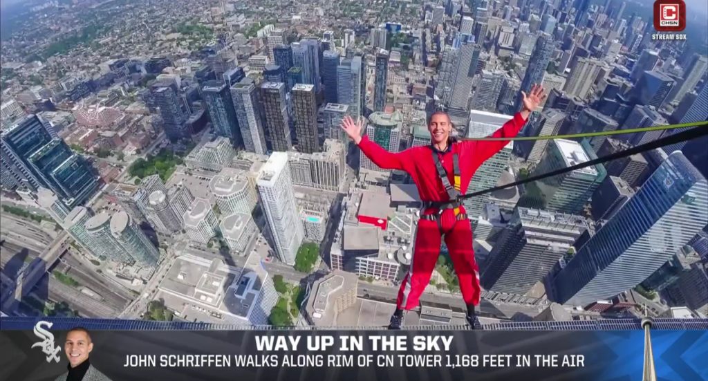 Baseball broadcaster does CN Tower EdgeWalk