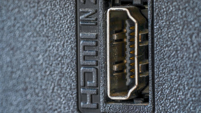 Close-up shot of an HDMI port