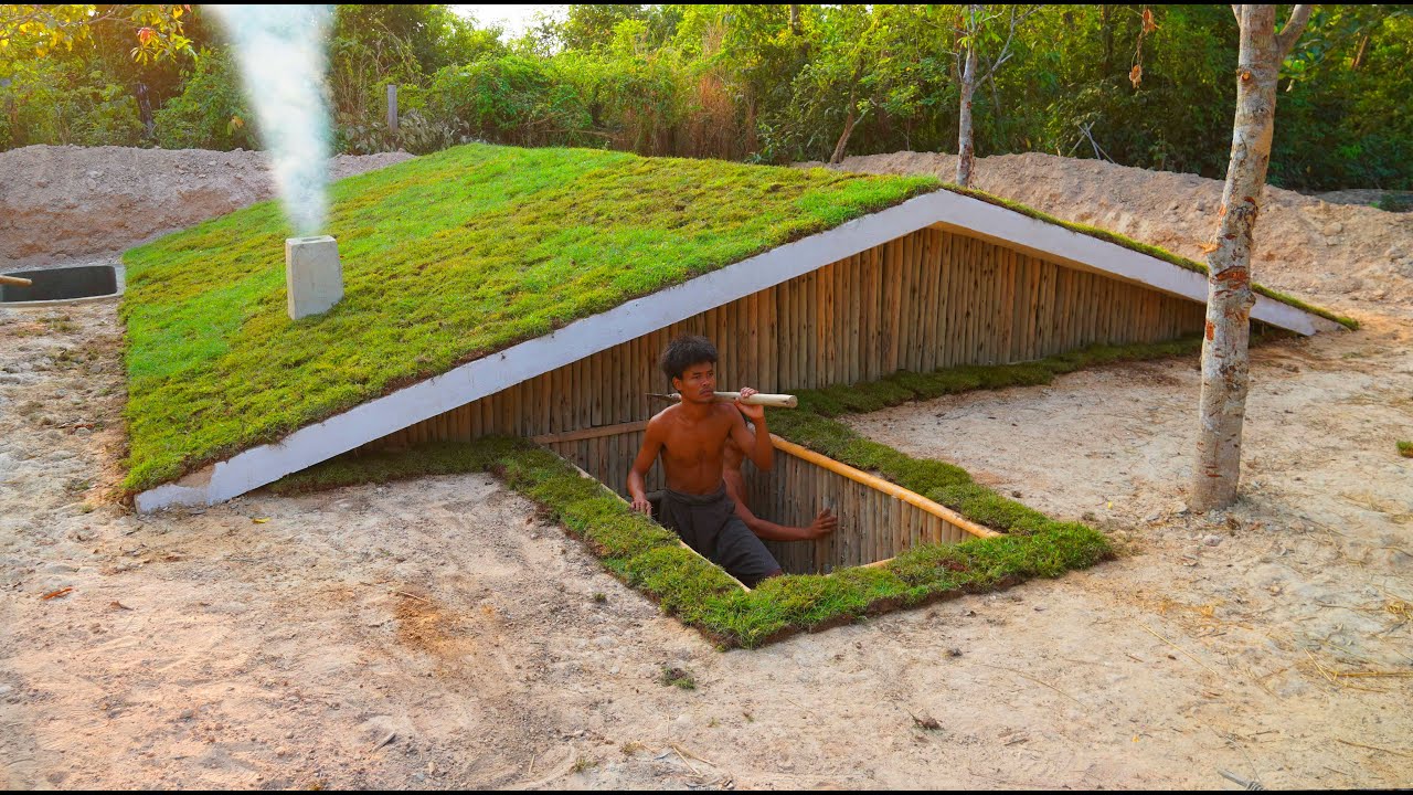 25 days building an underground temple house with a pool