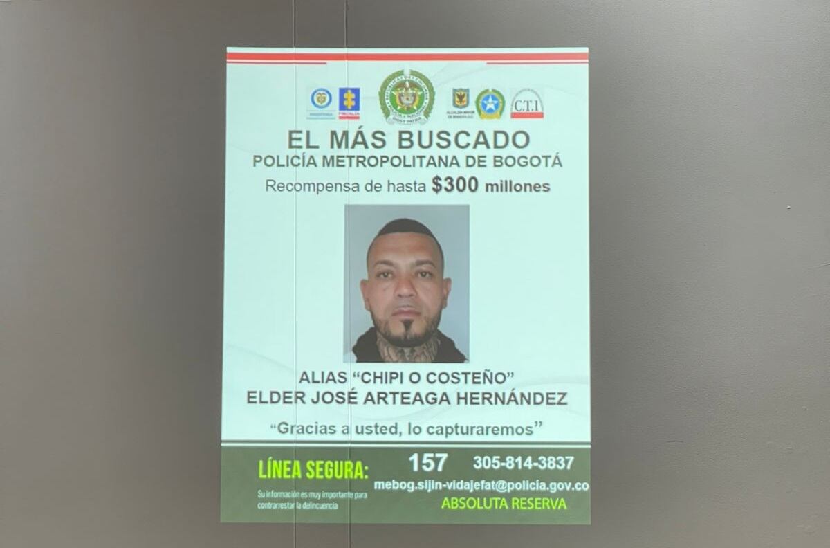 En el cartel del más buscado en Colombia, alias 'el costeño'.