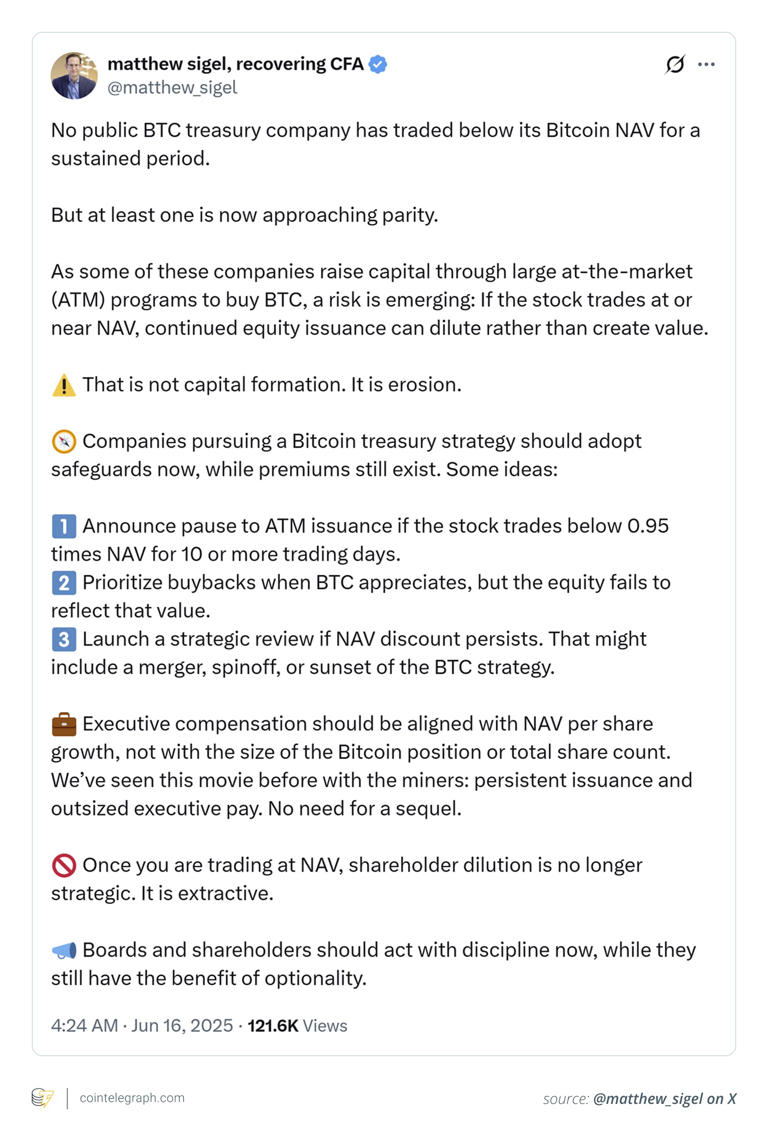 VanEck warns: Why Bitcoin treasury companies could face capital erosion