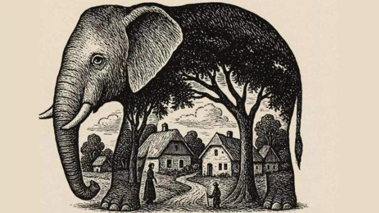 Optical illusion personality test: Elephant or village? What you see ...