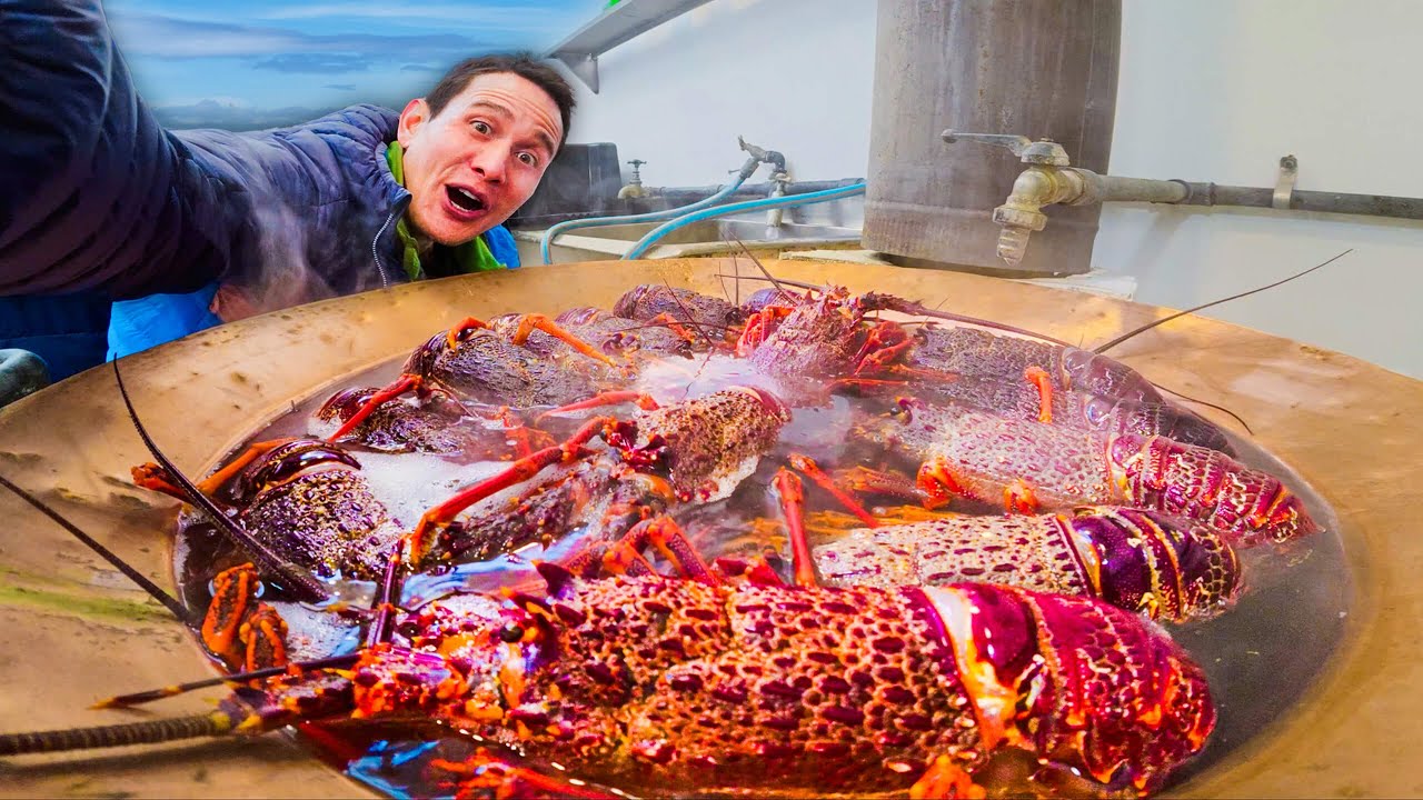 New Zealand lobster boil and seafood feast on the coast