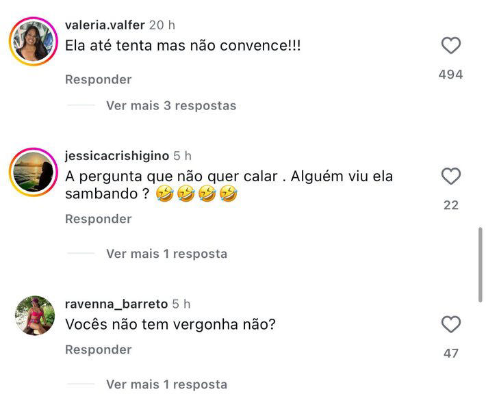Internautas criticam Grande Rio após influenciadora se tornar rainha de bateria da escola de samba. Foto: @granderio via Instagram