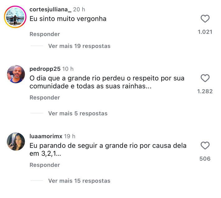 Internautas criticam Grande Rio após influenciadora se tornar rainha de bateria da escola de samba. Foto: @granderio via Instagram