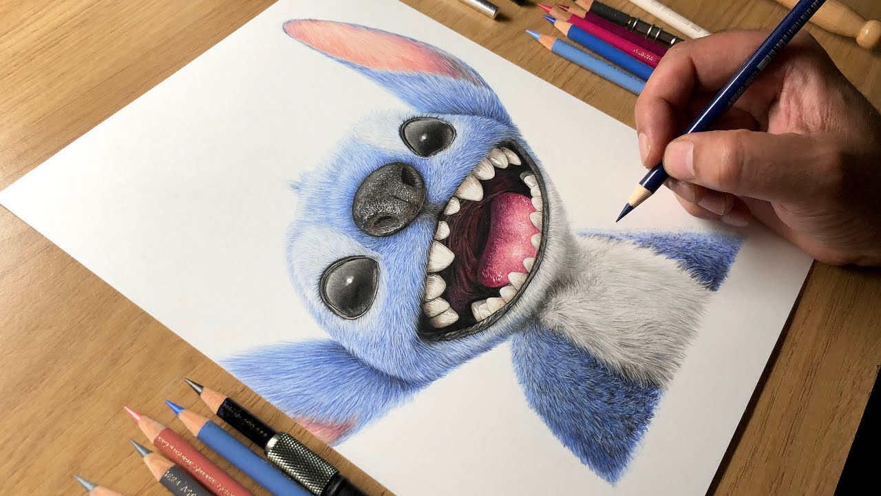 Stitch comes to life in this stunning colored pencil timelapse