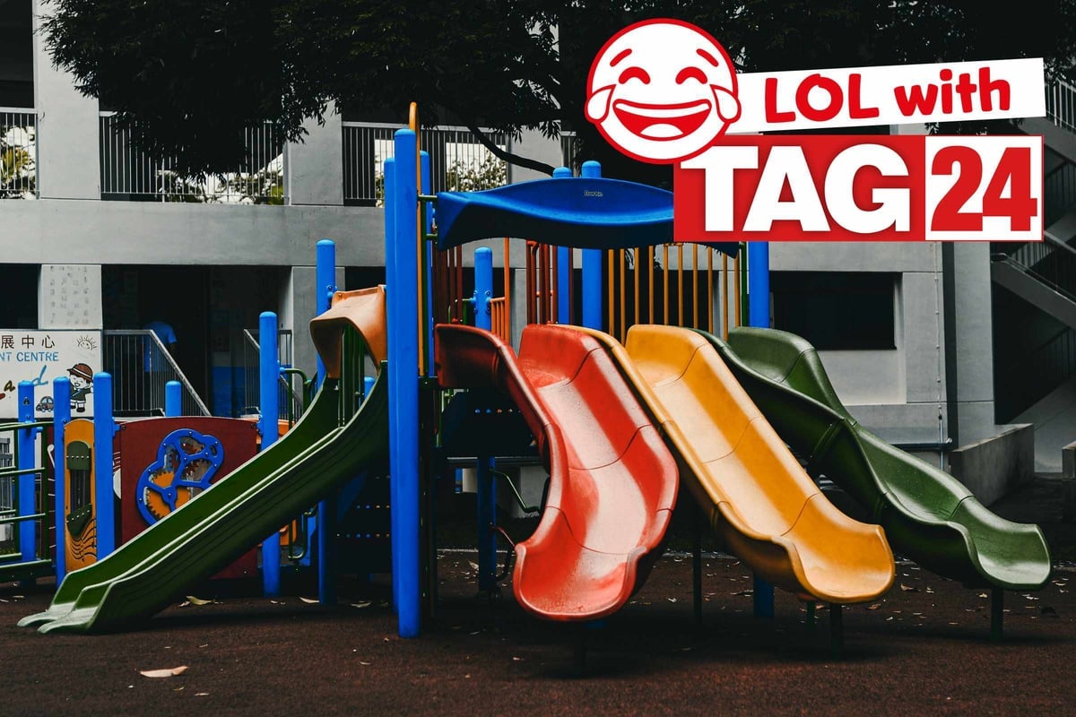 Child on a playground slide.