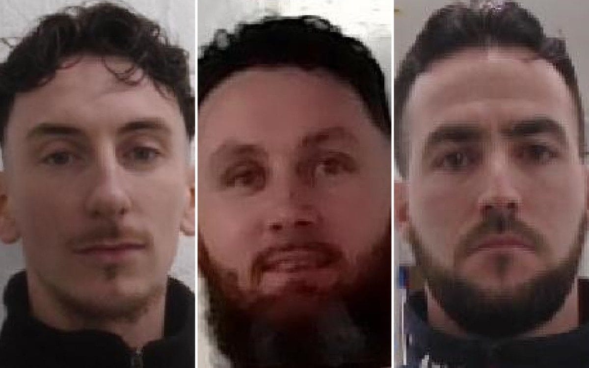 From the left: Barney Casey, Jason MacDonagh and Daniel Harty absconded from HMP Spring Hill on June 23