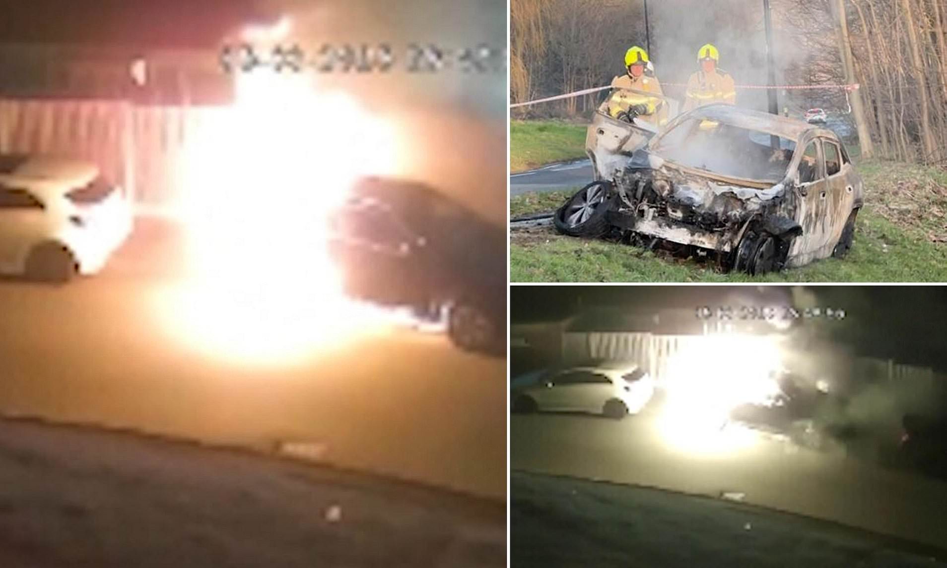 Moment £50k electric Mercedes explodes after suspected battery fault ...
