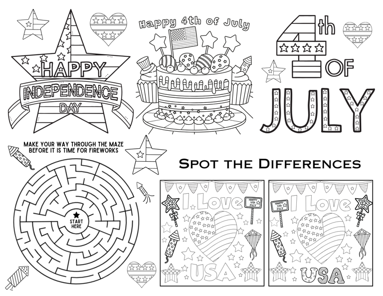 10 free pages of printable Fourth of July activities