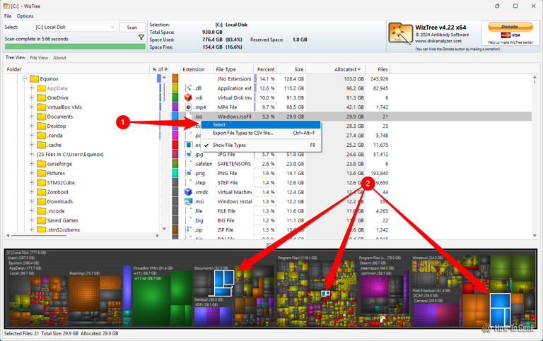 Selecting every ISO file on the C Drive.