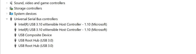 Checking the version of USB ports in Device Manager on Windows 11.