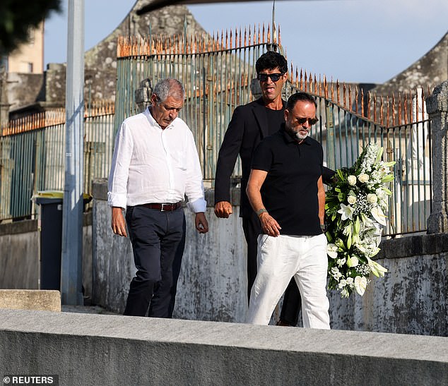 Former Portugal national team coach Fernando Santos (left) arriving at the Chapel of the Igrega Matriz de Gondomar on the day of the funeral ceremony of Diogo Jota and his brother Andre Silva