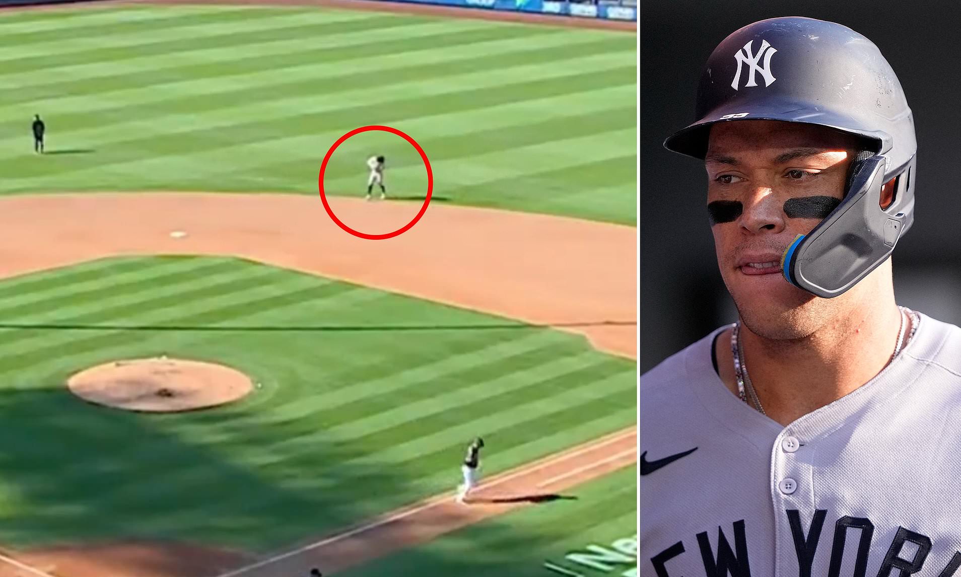 Frightening moment Yankees star Aaron Judge is bloodied after being hit