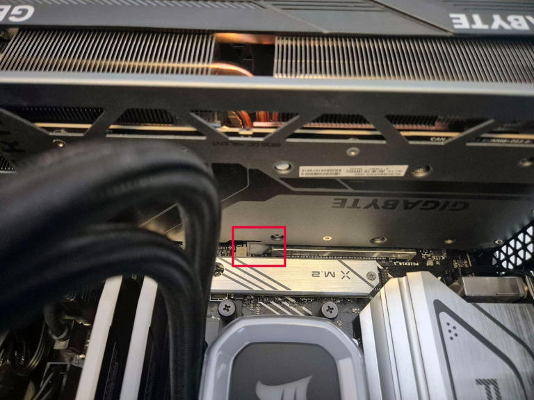 An image showing a graphics card, highlighting the PCIe latch. 