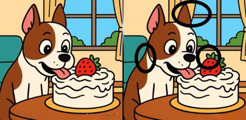 Spot the 3 Differences in Dog Eating Cake Beat the 19-Second Challenge!