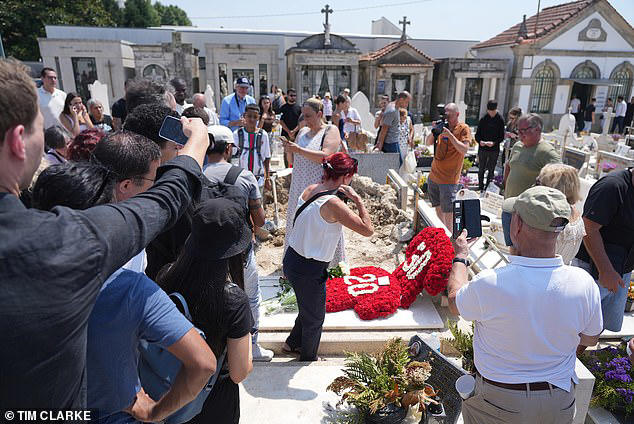 Mourners gather at the graves of Diogo Jota and his brother Andre Silva in Gondomar