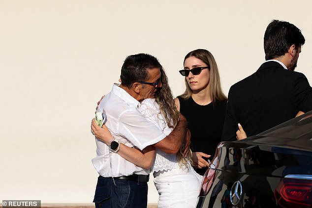 The mother-of-three was seen hugging well wishers as she exited her car near the Chapel of the Resurrection