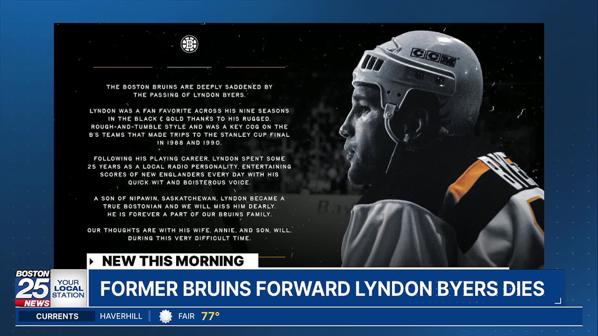 Former Boston Bruins enforcer, longtime radio host Lyndon Byers dead at 61