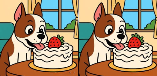 Spot the 3 Differences in Dog Eating Cake Beat the 19-Second Challenge!