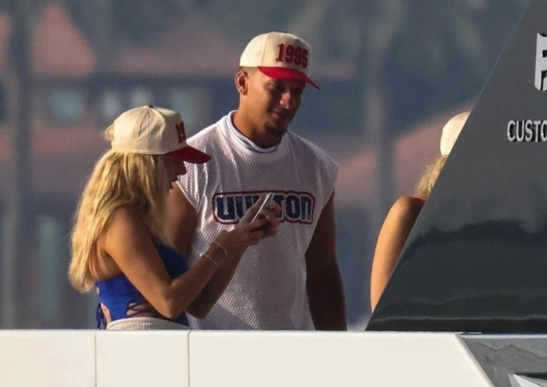 Patrick Mahomes and his wife, Brittany, are spotted on a yacht during their holiday weekend in Miami Beach