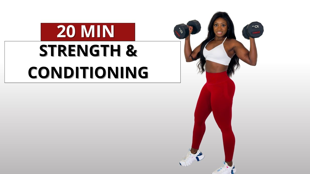 20 Min Full Body Strength & Conditioning Workout at Home Dumbbells [No ...