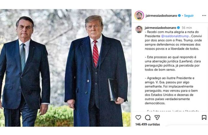 Bolsonaro responde Donald Trump (Reprodução/Instagram)