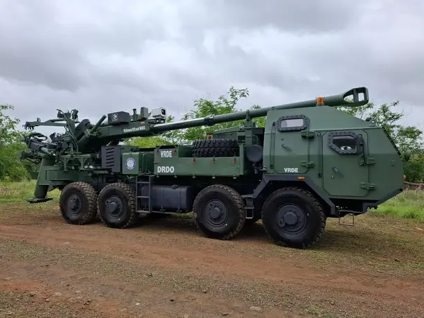 A vehicle carrying the Mounted Gun System technology of the Indian army is seen here.