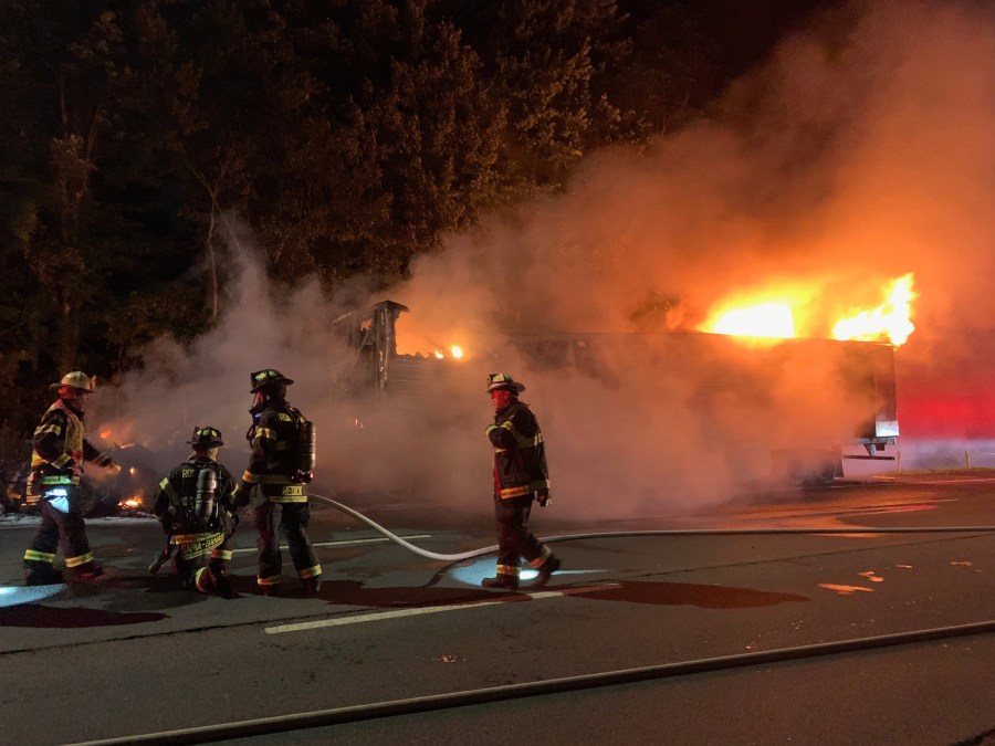Tractor-trailer catches fire, closing I-91 South in Rocky Hill