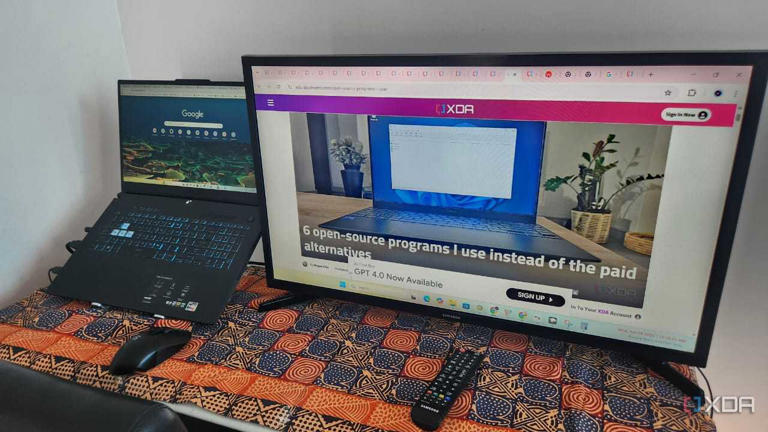 TV and laptop closeup