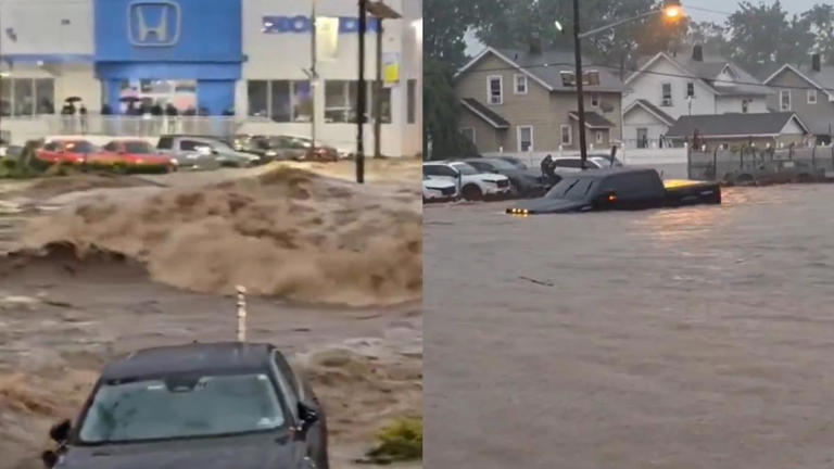 暴雨轟炸！紐約地鐵變「噴泉、水濂洞」 紐澤西街上慘泡水
