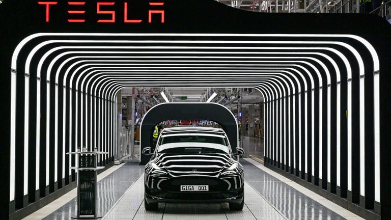 File photo of Tesla's Model Y cars at the Tesla Gigafactory in Germany. The cars are expected to be priced higher in India compared to the US, China and Germany due to high import tariffs.