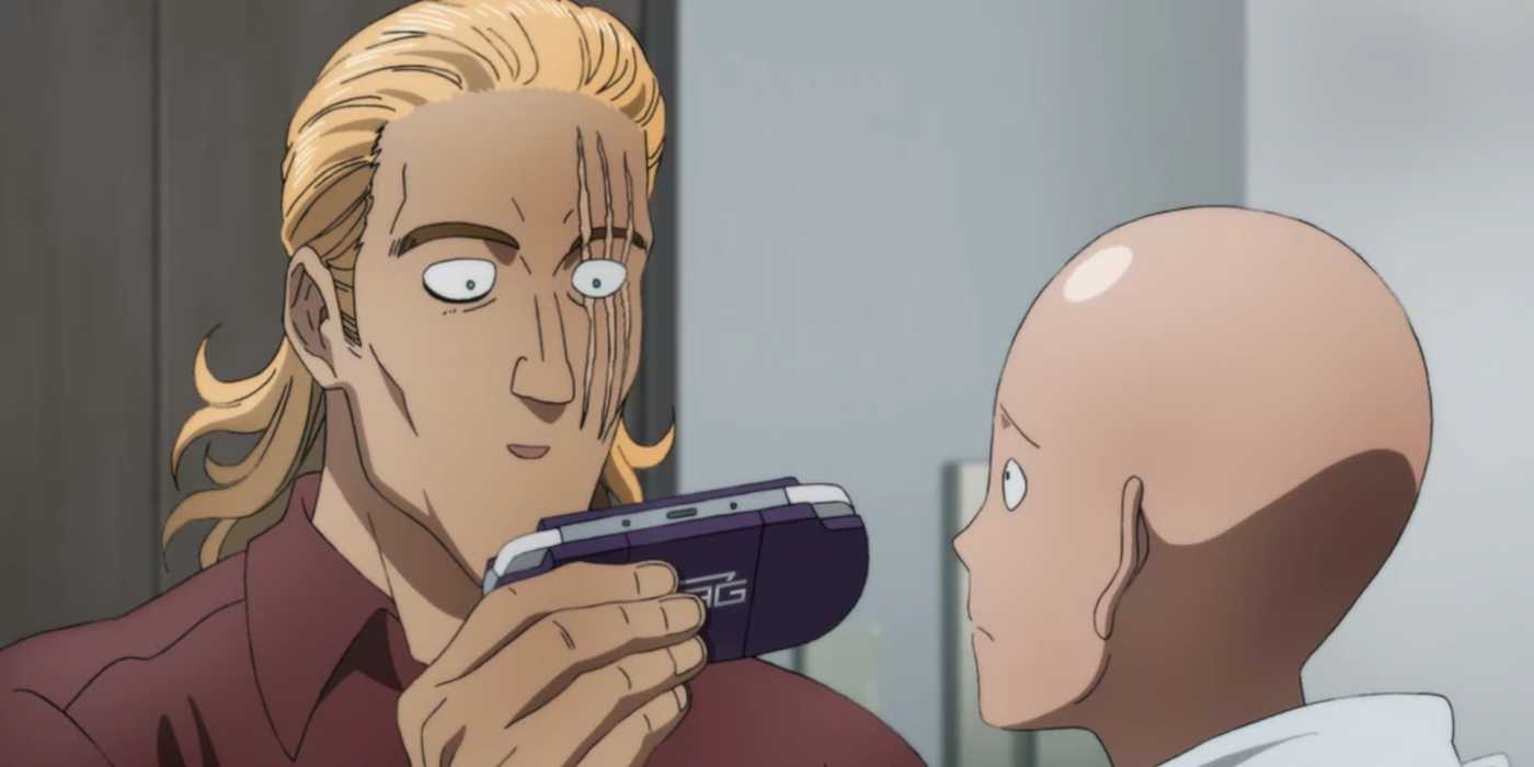 Saitama returning King's game console in One-Punch Man