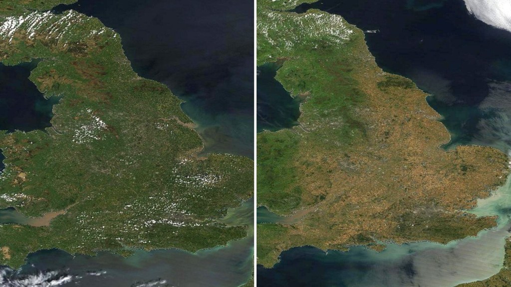 Nasa Satellite Pictures Reveal Impact Of Uk Drought From Space