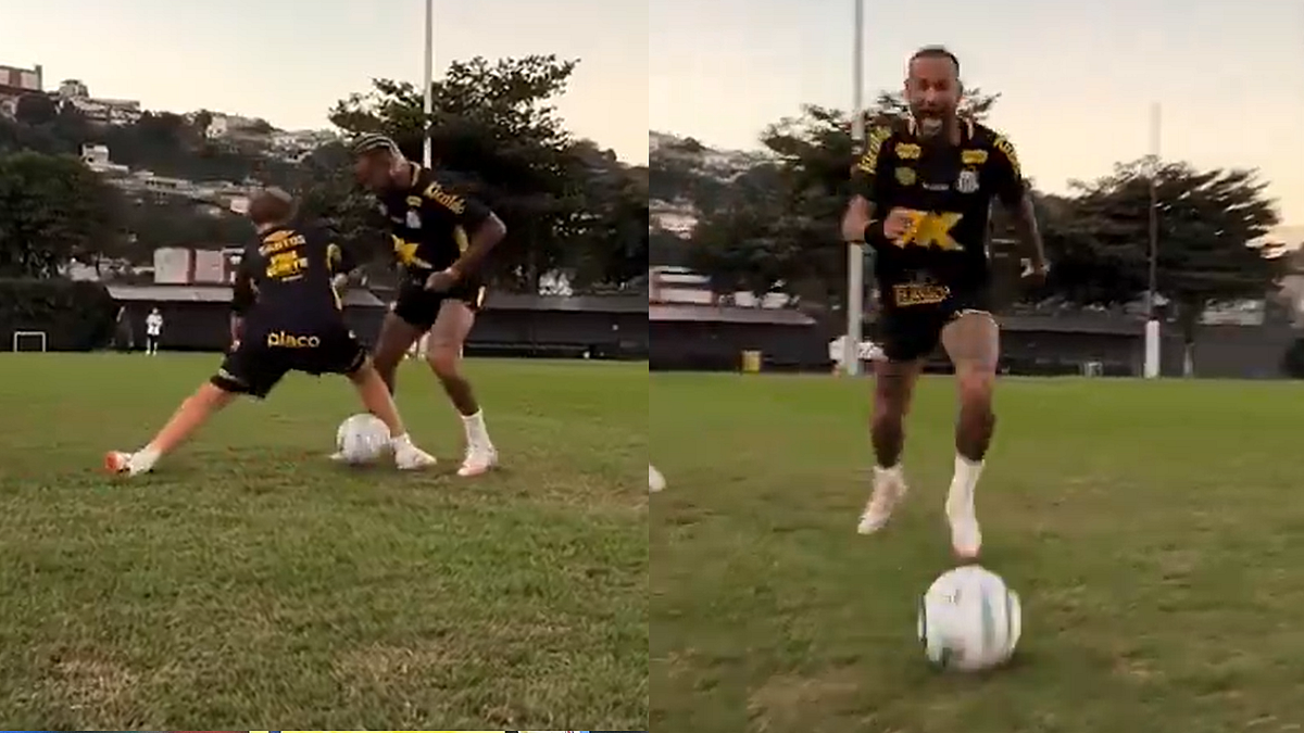 Neymar Cheekily Nutmegs Son Davi Lucca During Playful Face-Off At ...