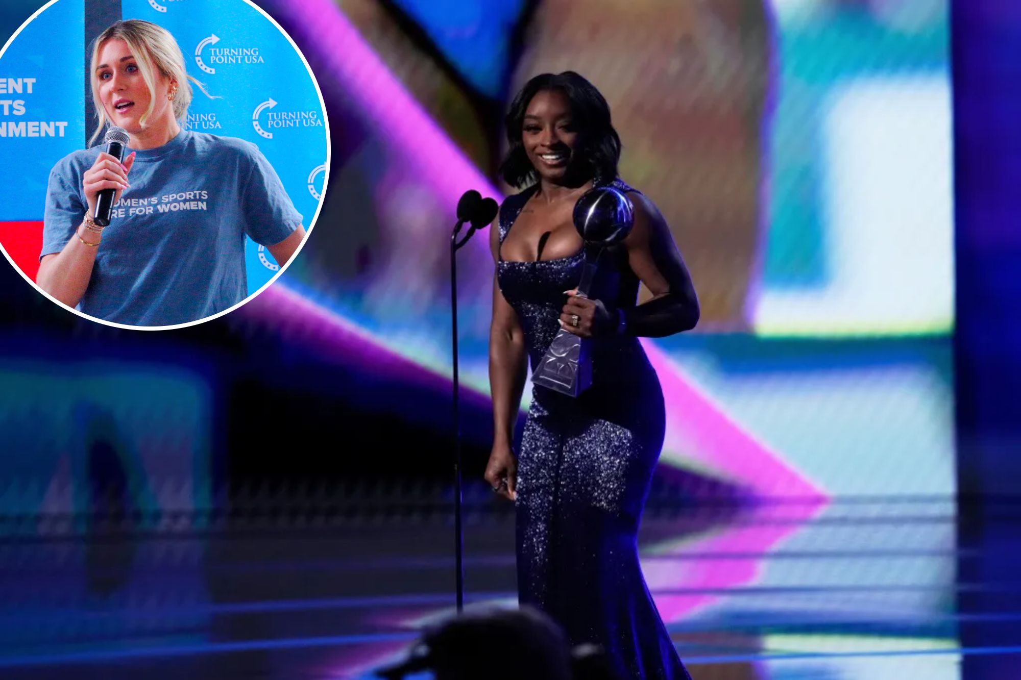 Simone Biles hints at Riley Gaines transgender feud in ESPYs award speech